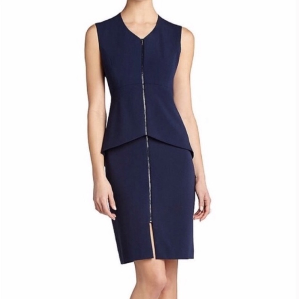 BCBG MAZAZRIA Ellen Peplum Dress in Navy Blue Size 2